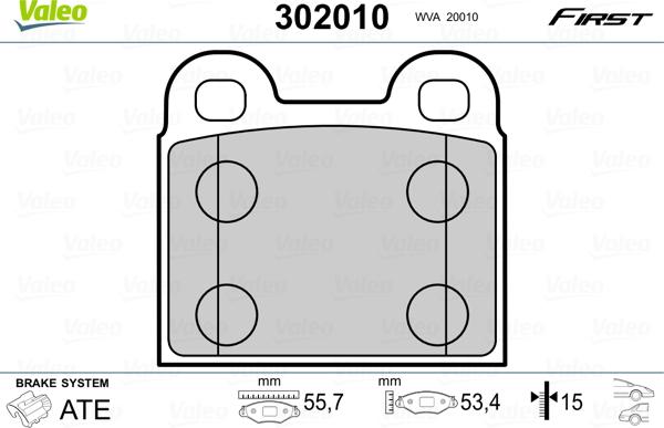 Valeo 302010 - Əyləc altlığı dəsti, əyləc diski www.furqanavto.az