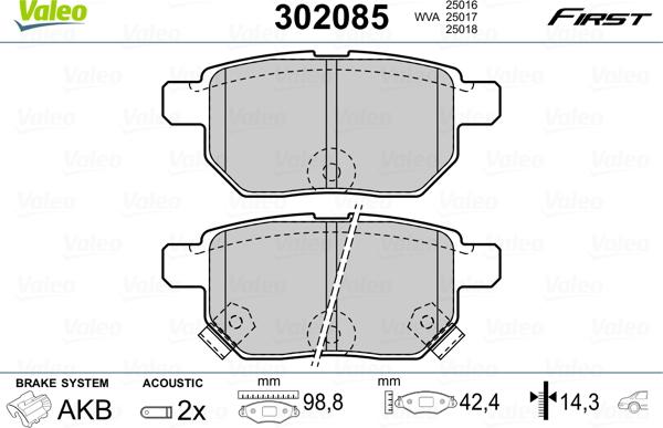 Valeo 302085 - Əyləc altlığı dəsti, əyləc diski furqanavto.az