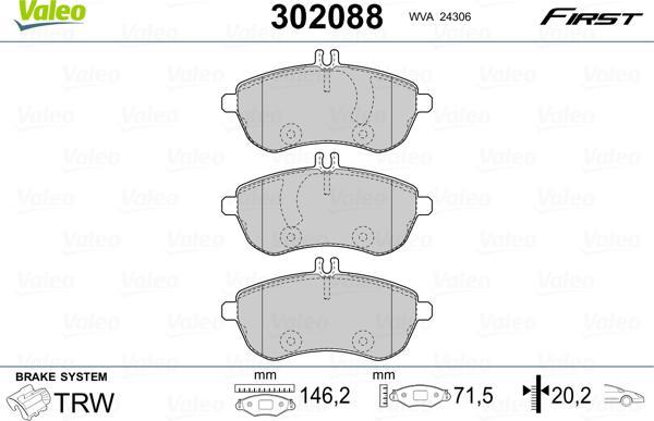 Valeo 302088 - Əyləc altlığı dəsti, əyləc diski furqanavto.az