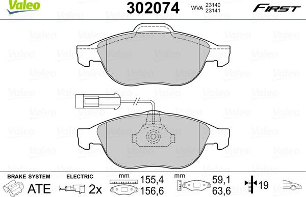 Valeo 302074 - Əyləc altlığı dəsti, əyləc diski furqanavto.az