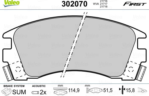 Valeo 302070 - Əyləc altlığı dəsti, əyləc diski furqanavto.az