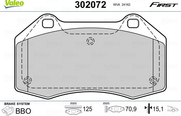 Valeo 302072 - Əyləc altlığı dəsti, əyləc diski furqanavto.az