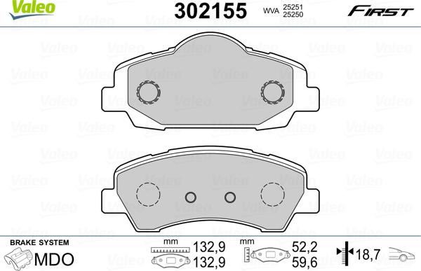 Valeo 302155 - Əyləc altlığı dəsti, əyləc diski furqanavto.az