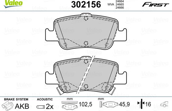 Valeo 302156 - Əyləc altlığı dəsti, əyləc diski furqanavto.az