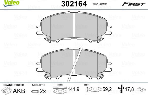 Valeo 302164 - Əyləc altlığı dəsti, əyləc diski www.furqanavto.az