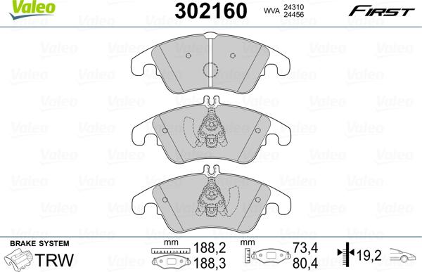 Valeo 302160 - Əyləc altlığı dəsti, əyləc diski furqanavto.az