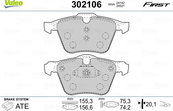 Valeo 302106 - Əyləc altlığı dəsti, əyləc diski furqanavto.az