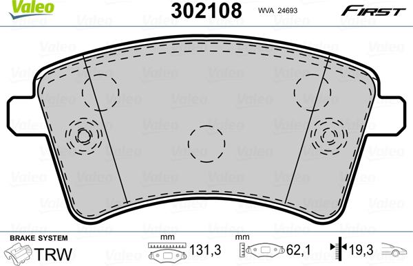 Valeo 302108 - Əyləc altlığı dəsti, əyləc diski furqanavto.az