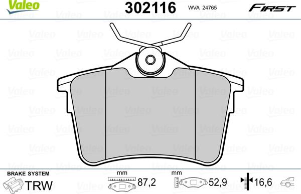 Valeo 302116 - Əyləc altlığı dəsti, əyləc diski furqanavto.az