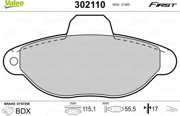 Valeo 302110 - Əyləc altlığı dəsti, əyləc diski furqanavto.az