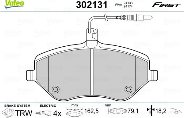 Valeo 302131 - Əyləc altlığı dəsti, əyləc diski furqanavto.az