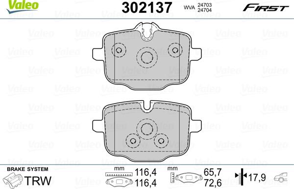 Valeo 302137 - Əyləc altlığı dəsti, əyləc diski furqanavto.az