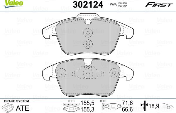 Valeo 302124 - Əyləc altlığı dəsti, əyləc diski furqanavto.az