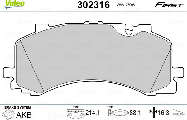 Valeo 302316 - Əyləc altlığı dəsti, əyləc diski furqanavto.az