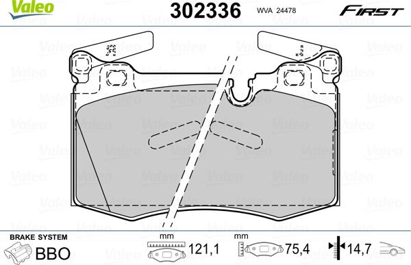 Valeo 302336 - Əyləc altlığı dəsti, əyləc diski furqanavto.az