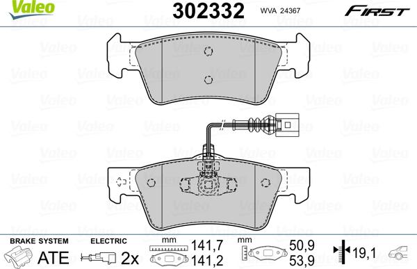 Valeo 302332 - Əyləc altlığı dəsti, əyləc diski furqanavto.az