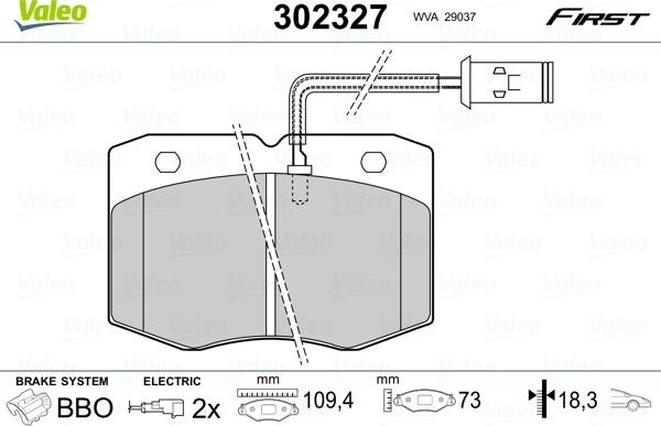 Valeo 302327 - Əyləc altlığı dəsti, əyləc diski furqanavto.az