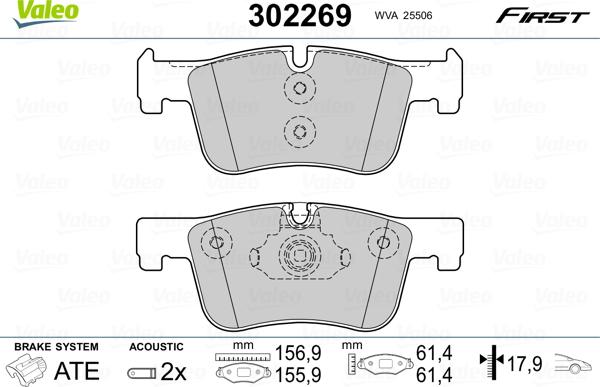 Valeo 302269 - Əyləc altlığı dəsti, əyləc diski furqanavto.az