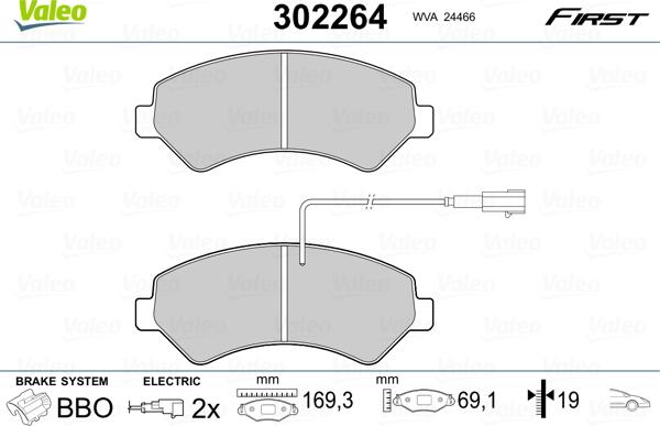 Valeo 302264 - Əyləc altlığı dəsti, əyləc diski furqanavto.az