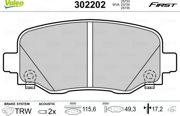 Valeo 302202 - Əyləc altlığı dəsti, əyləc diski furqanavto.az