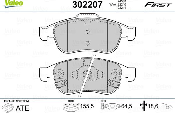 Valeo 302207 - Əyləc altlığı dəsti, əyləc diski furqanavto.az