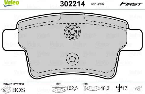 Valeo 302214 - Əyləc altlığı dəsti, əyləc diski furqanavto.az