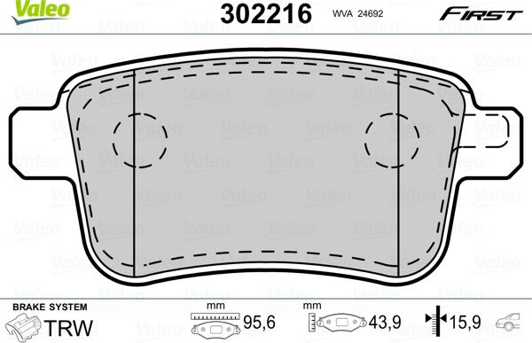 Valeo 302216 - Əyləc altlığı dəsti, əyləc diski furqanavto.az