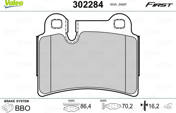 Valeo 302284 - Əyləc altlığı dəsti, əyləc diski furqanavto.az