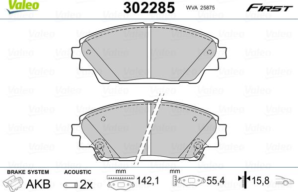 Valeo 302285 - Əyləc altlığı dəsti, əyləc diski furqanavto.az