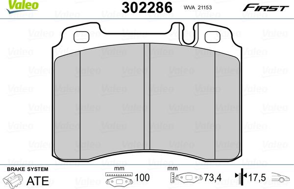 Valeo 302286 - Əyləc altlığı dəsti, əyləc diski furqanavto.az