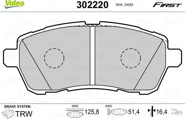 Valeo 302220 - Əyləc altlığı dəsti, əyləc diski furqanavto.az