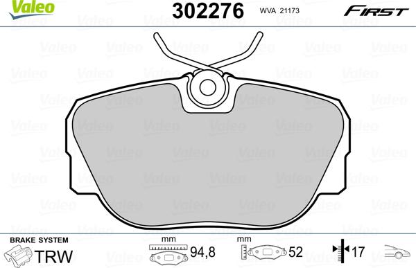 Valeo 302276 - Əyləc altlığı dəsti, əyləc diski furqanavto.az