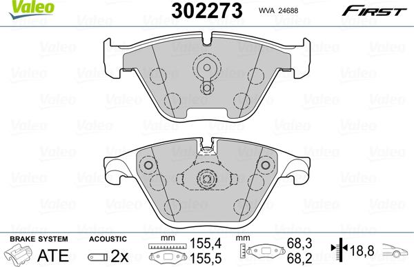 Valeo 302273 - Əyləc altlığı dəsti, əyləc diski furqanavto.az