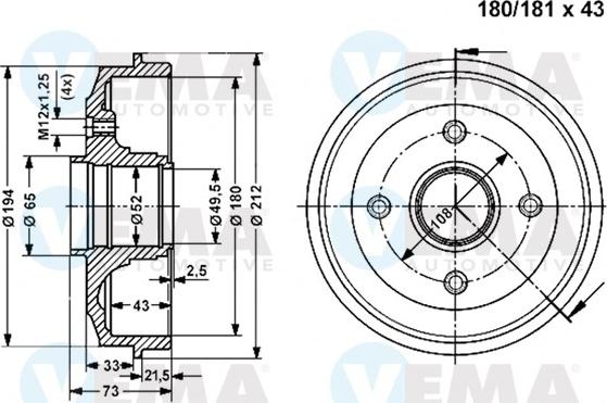 VEMA 800998 - Əyləc barabanı furqanavto.az