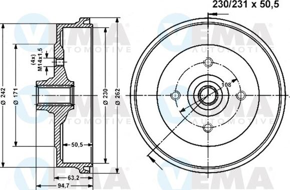 VEMA 800971 - Əyləc barabanı furqanavto.az