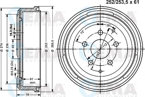 VEMA 800853 - Əyləc barabanı furqanavto.az