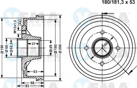 VEMA 800833 - Əyləc barabanı furqanavto.az