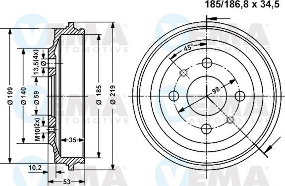 VEMA 800825 - Əyləc barabanı furqanavto.az