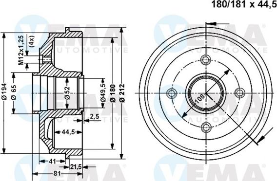 VEMA 801125 - Əyləc barabanı furqanavto.az