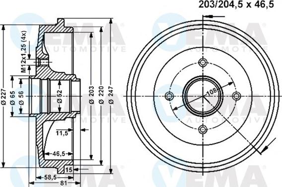 VEMA 801336 - Əyləc barabanı furqanavto.az