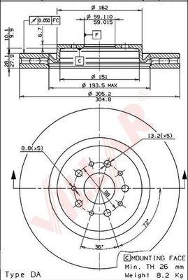 Villar 628.1561 - Əyləc Diski furqanavto.az