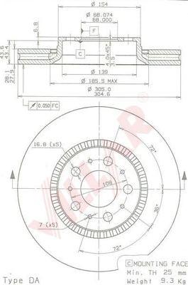 Villar 628.1764 - Əyləc Diski furqanavto.az