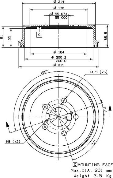 Villar 627.0096 - Əyləc barabanı furqanavto.az