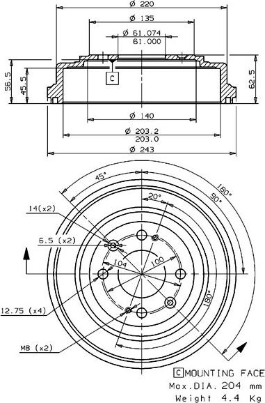 Villar 627.0092 - Əyləc barabanı furqanavto.az