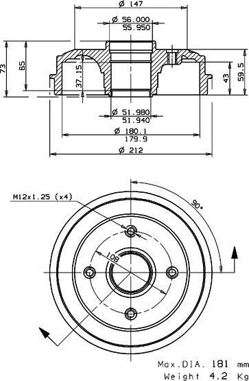 Villar 627.0041 - Əyləc barabanı furqanavto.az