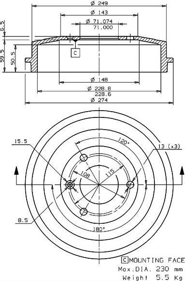 Villar 627.0043 - Əyləc barabanı furqanavto.az