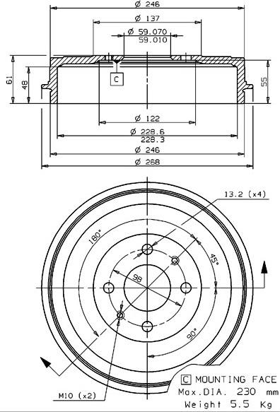 Villar 627.0058 - Əyləc barabanı furqanavto.az