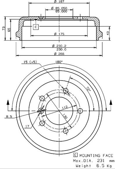 Villar 627.0068 - Əyləc barabanı furqanavto.az