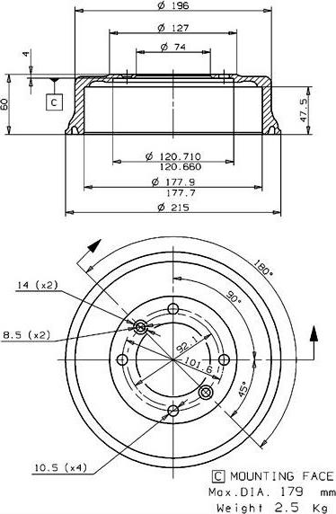 Villar 627.0015 - Əyləc barabanı furqanavto.az