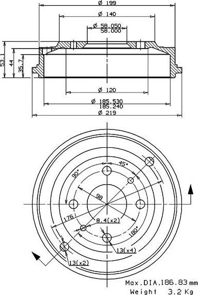 Villar 627.0013 - Əyləc barabanı furqanavto.az